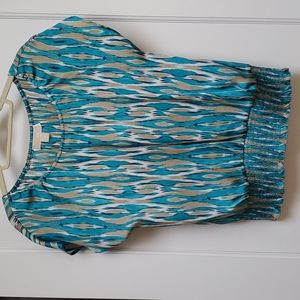 MICHAEL KORS Turqoise/Tan Blouse